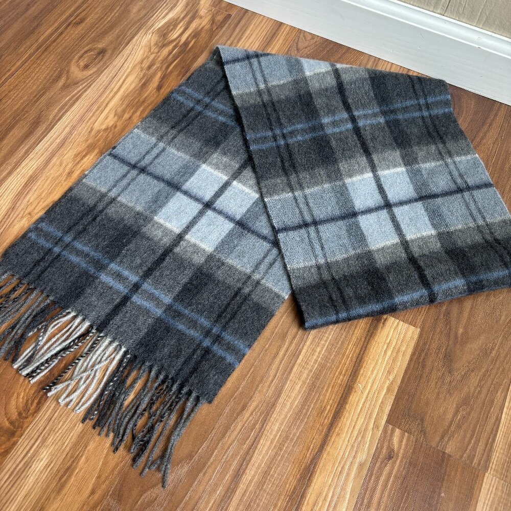Allen Solly 100% Cashmere Plaid Fringe Trim Men's Scarf